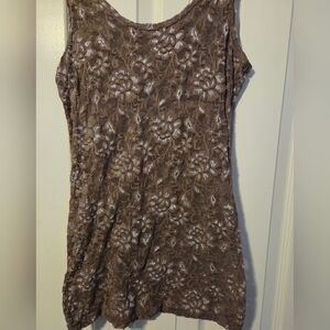 BKE Brown Floral Stretch Lace Shirt